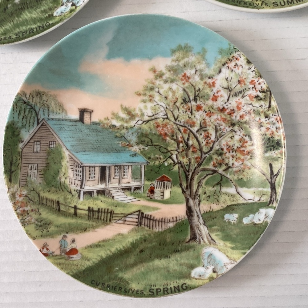 Currier and Ives Four Seasons Vintage Plates - Picture 6 of 11